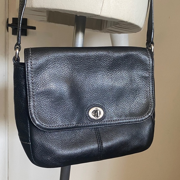 Coach Handbags - Coach Black Pebbled Leather Crossbody with Turnlock